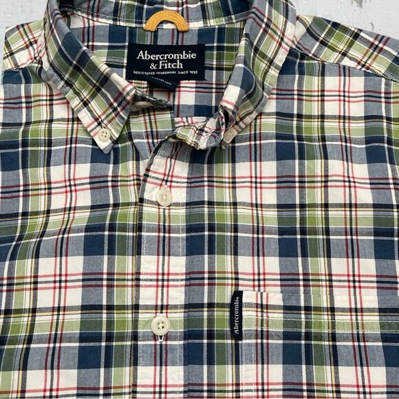 Abercrombie & Fitch Men’s Plaid Short Sleeve Button Down Shirt Size L Preppy - Picture 5 of 9